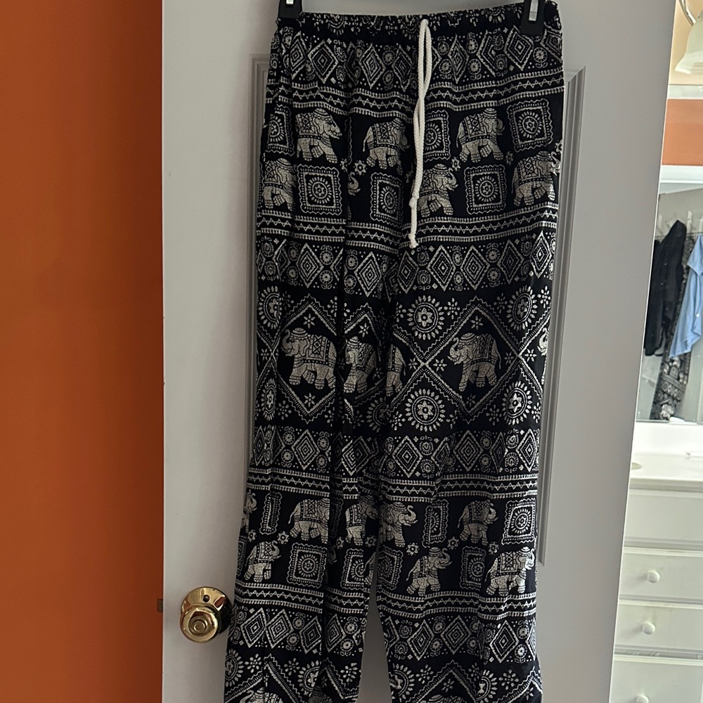 Black and White Elephant Print Pants